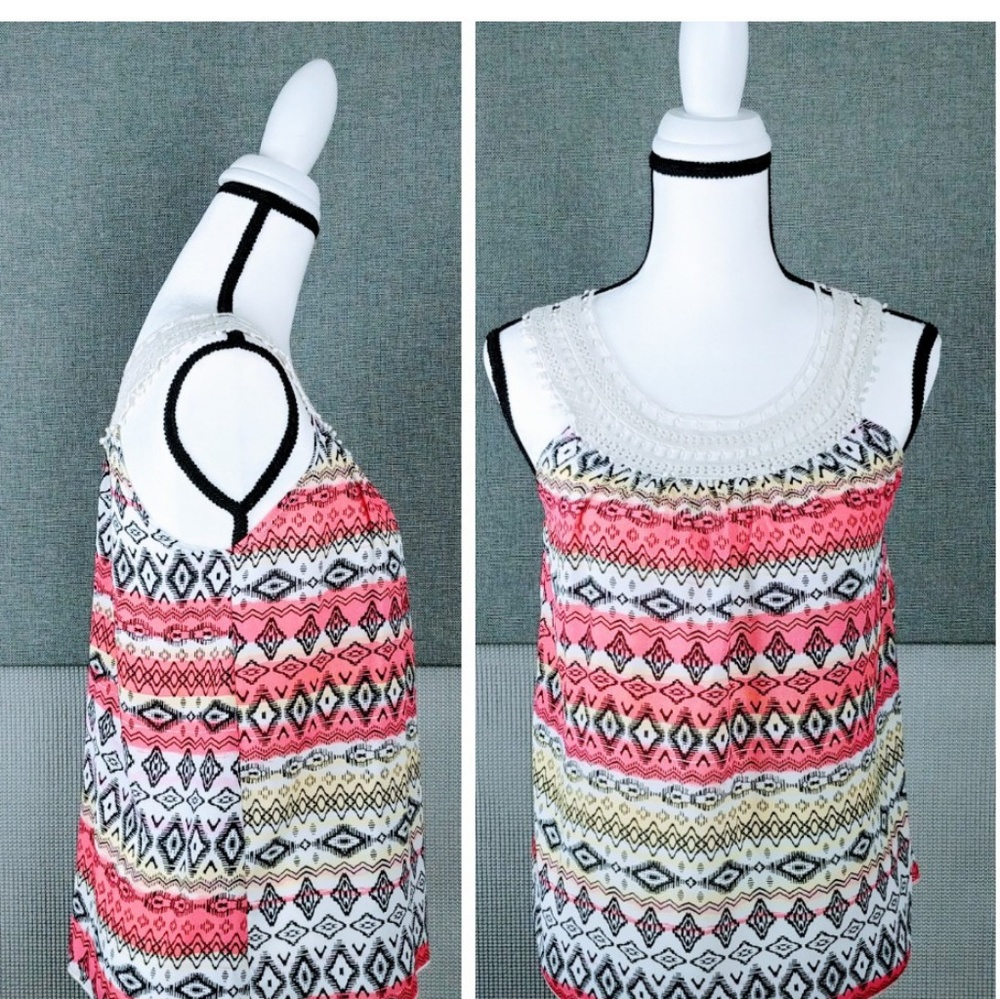 Btween Junior's Tribal Tank With Knit Detail